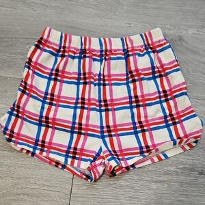 Hanna Andersson Girl's Blue Pink Red Plaid Cotton Shorts Size 5 110cm